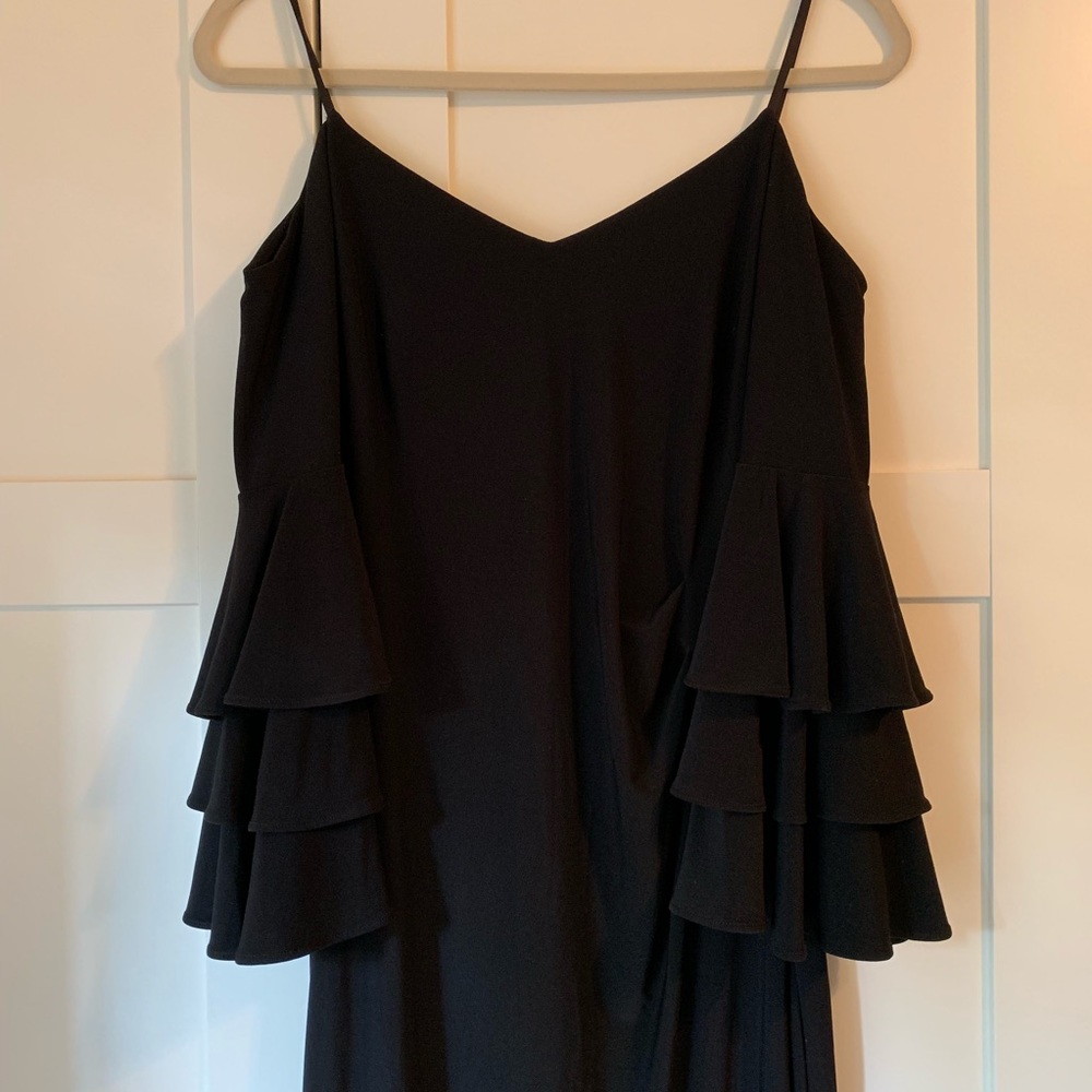 WORN ONCE EVENING Ralph Lauren Black Ruffle Dress